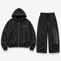 Black Washed Racing Zip Set - Fansta