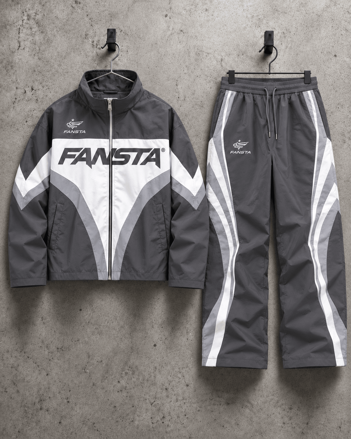 Grey Chevron Nylon Track Set - Fansta