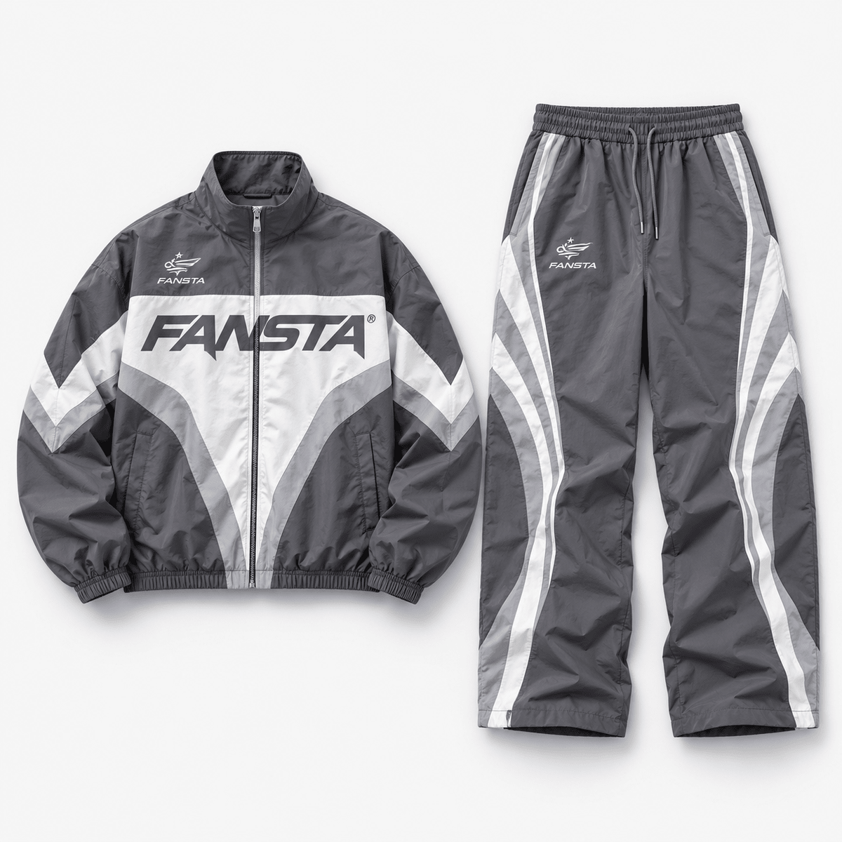 Grey Chevron Nylon Track Set - Fansta