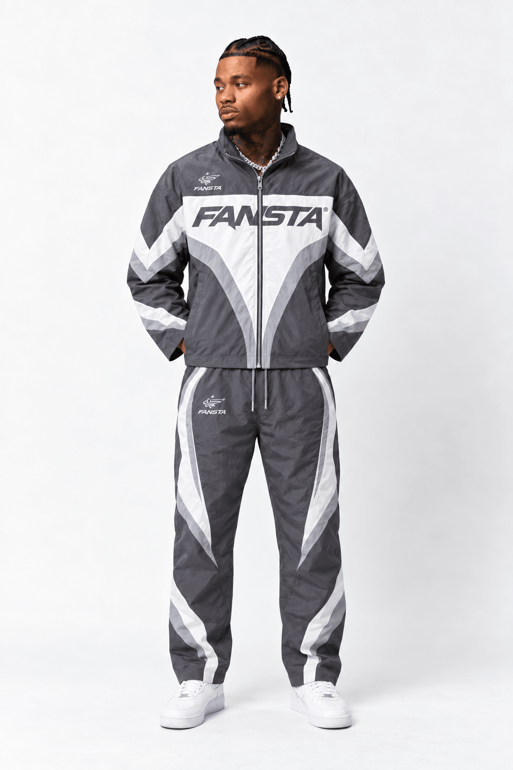 Grey Chevron Nylon Track Set - Fansta