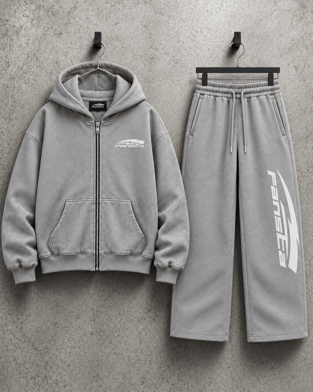 Grey Washed Racing Zip Set - Fansta